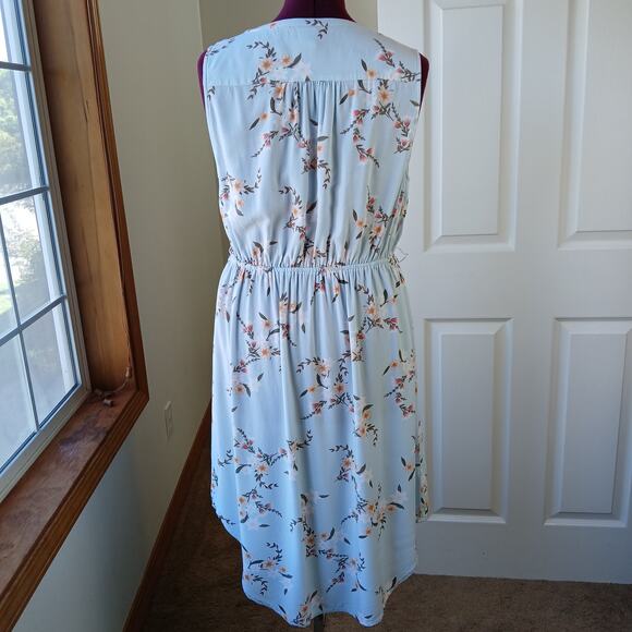 Ava & Viv Floral Blouson Dress XL lightweight summer button front blue - Picture 3 of 15